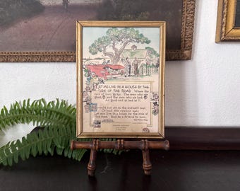Antique "Let Me Live in a House by the Side of the Road" Advertising Limerick Framed