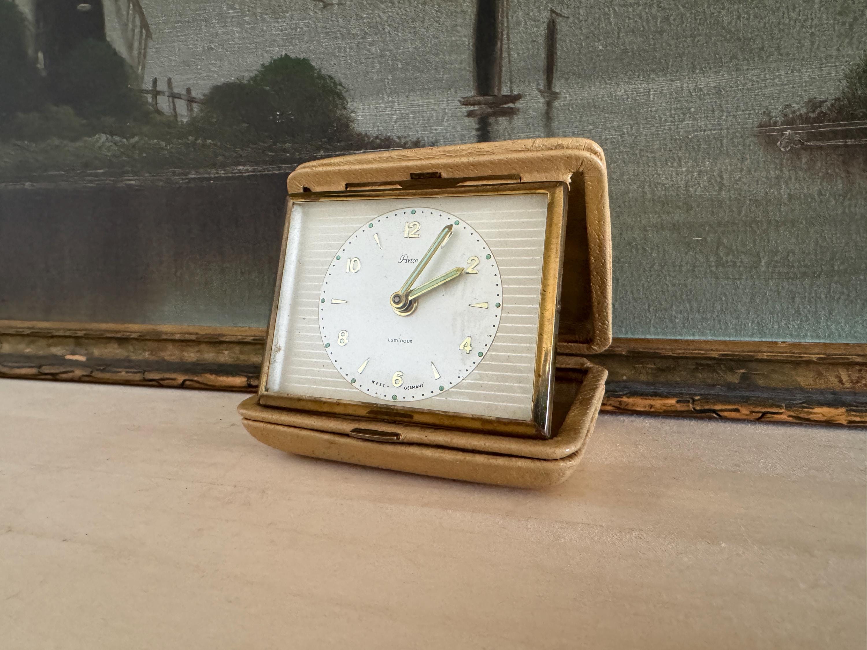 Mid-century Working Artco West German Folding Travel Alarm Clock