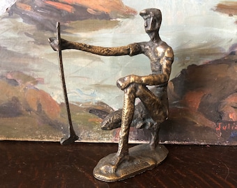 Vintage Brutalist Bronze Golfer Sculpture Vintage Golfer Bronze Sculpture Vintage Bronze Golfer Statue Vintage Golfer Payne Stewart Bronze