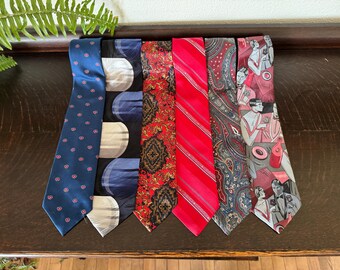 Vintage 70s-90s Patterned Men's Necktie Collection of 6
