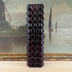 Vintage Pavel Panek Sklo Union Rosice Diamond Pattern Purple Amethyst Vase Vintage Libochovice Glassworks Vase Vintage Czech Glass Vase
