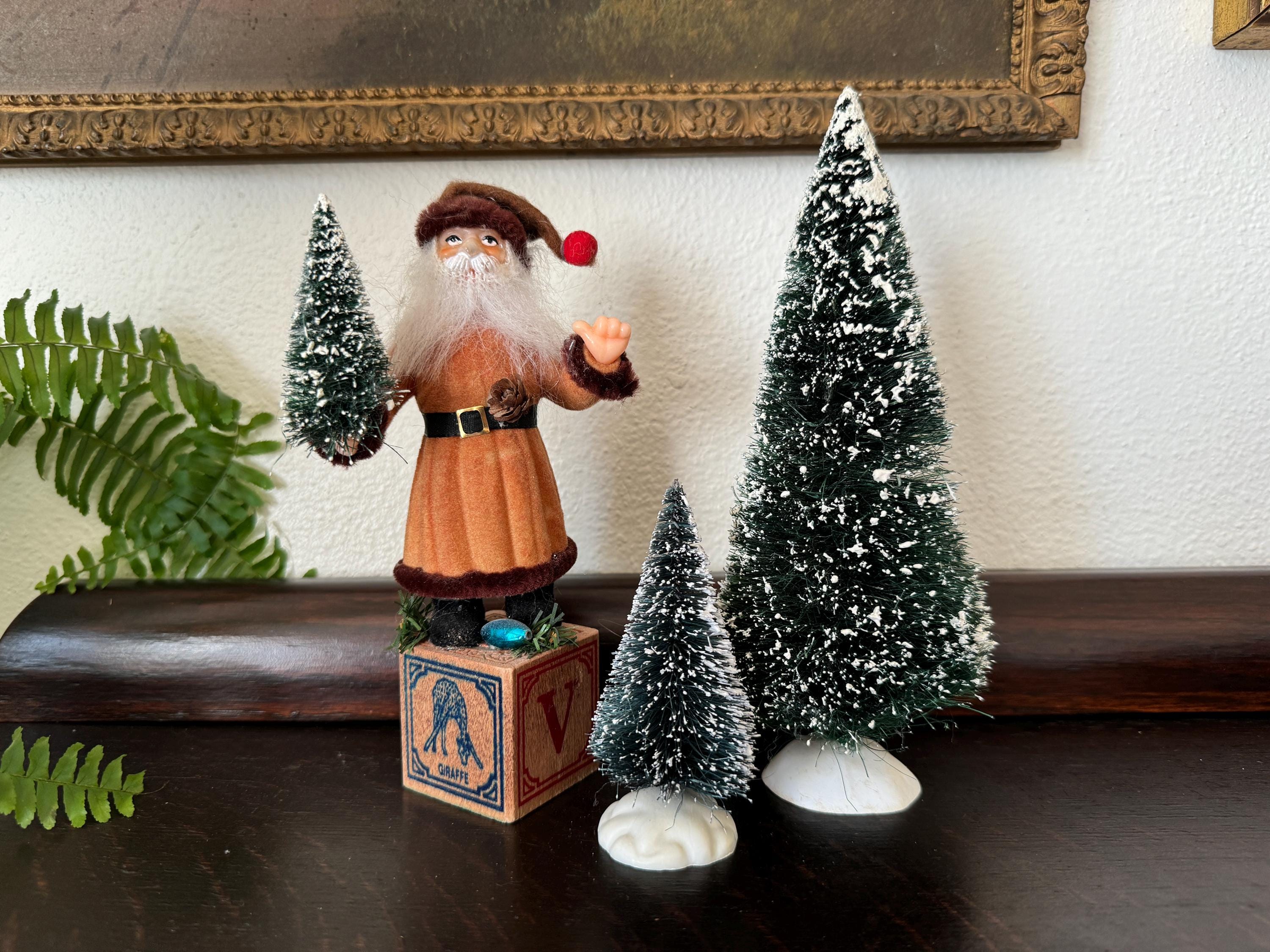 Vintage Belsnickle Santa With Bottle Brush Trees Vintage