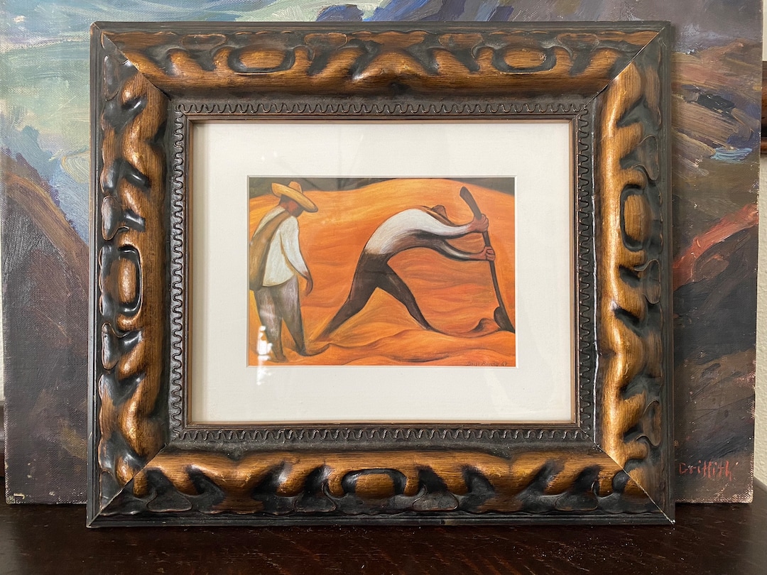 Vintage Framed Diego Rivera peasants Print Vintage Diego Rivera peasants Framed Art Vintage