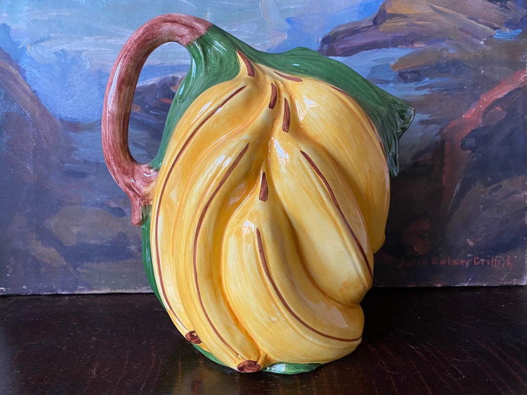 Vintage Italian Majolica Banana Pitcher Vintage Ceramic Italian Pitcher