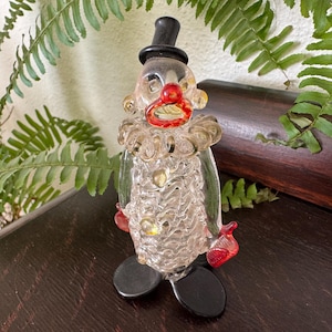 FINAL SALE - Vintage Glass Clown with Top Hat Vintage Art Glass Clown Figurine Vintage Spun Glass Clown Figurine Vintage Circus Clown