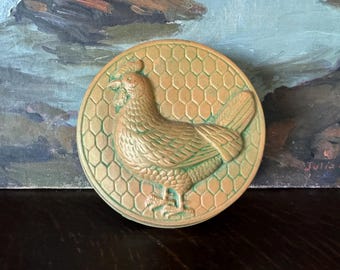 Vintage Hand-painted Ceramic Chicken Mold Wall Hanging