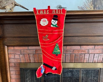32" Mid-Century Handmade Giant Christmas Mail Boot Felt Stocking