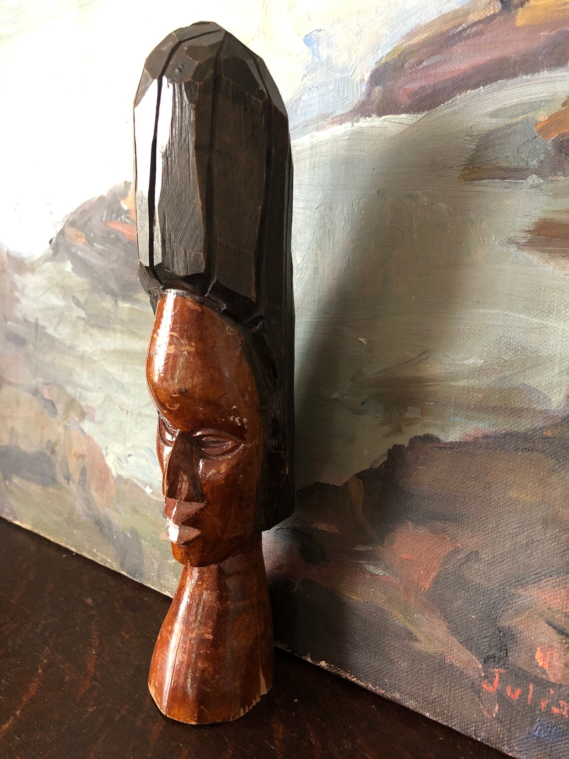 Vintage Jamaican Wood Carving Tiki Head Vintage Folk Art Hand Etsy
