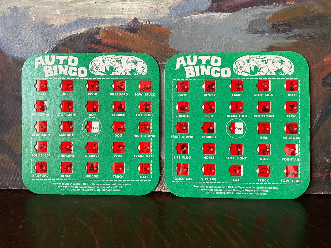 Vintage Auto Bingo Card Set Vintage Travel Game Vintage Bingo Etsy