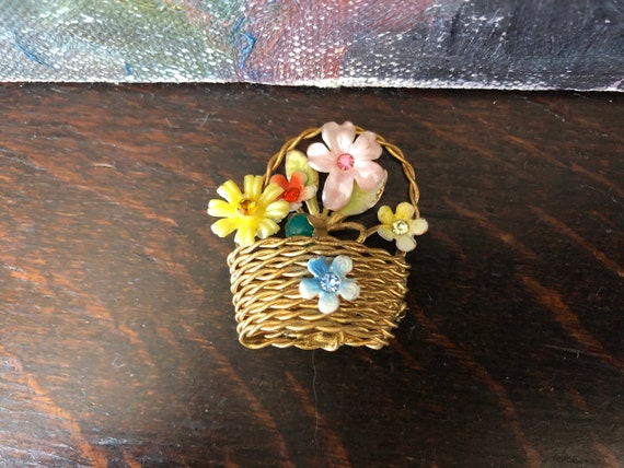 Vintage Austrian Flower Basket Brooch Vintage Aus… - image 6