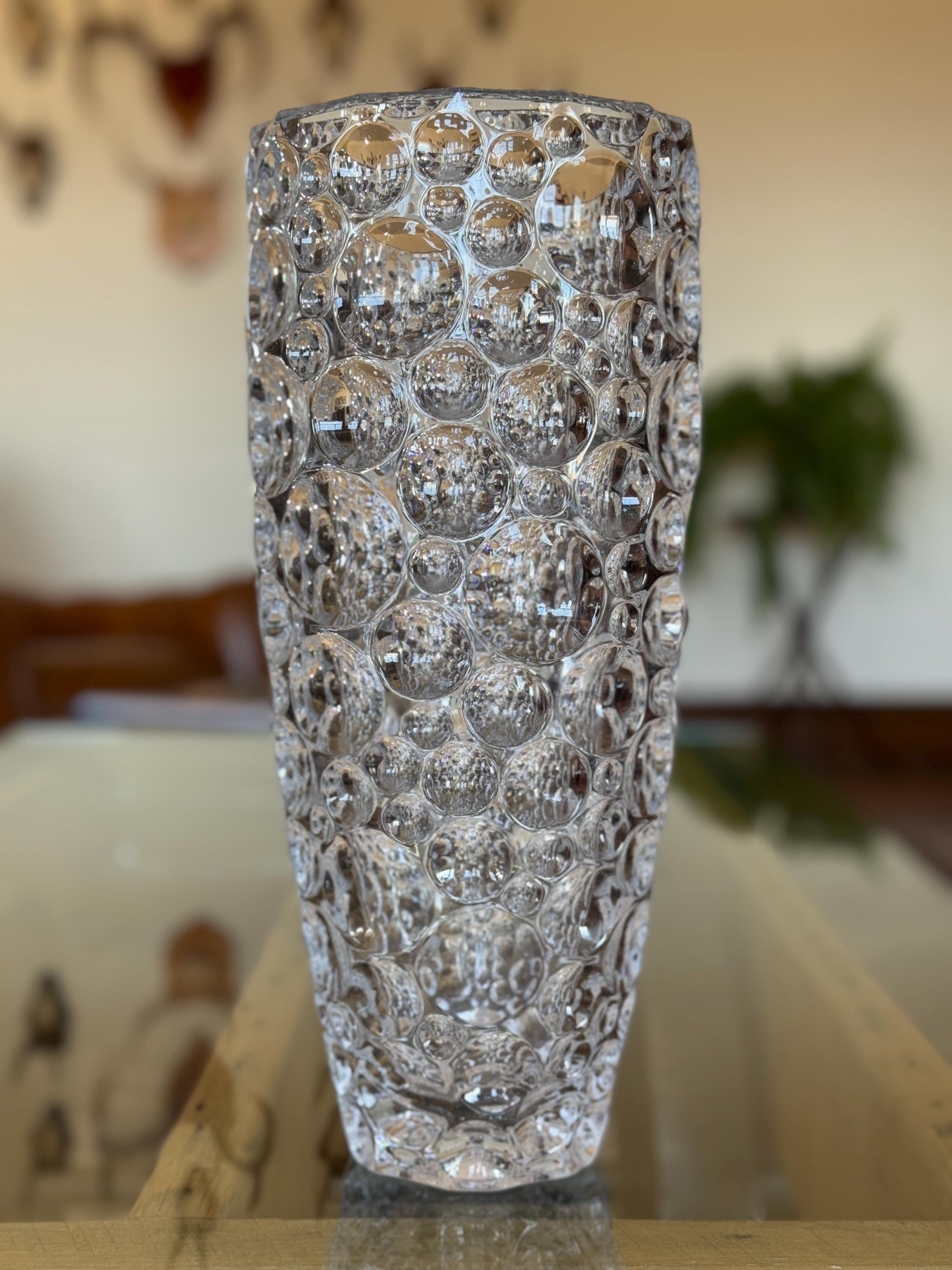 Vintage Bubble Glass Vase Vintage Bohemian Czech Inverted