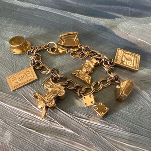 Vintage Monopoly Charm Bracelet Vintage Parker Brothers Monopoly Game Piece Charm Bracelet Vintage Monopoly Jewelry Vintage Game Lover Gift