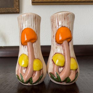 Vintage Mushroom Salt and Pepper Shaker Set Vintage Mushroom Salt & Pepper Shakers Vintage Mushroom Shakers Vintage Kitchen Mushroom Decor
