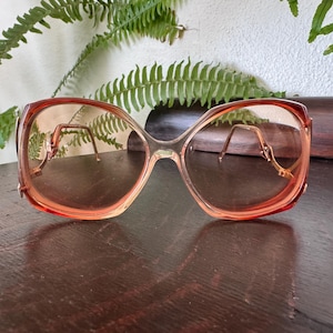 Vintage 70s-80s Oversized Pink Ombre Women&#39;s Eye Glass Frames Vintage Eyeglass Frames Vintage 1970s Glasses Vintage 1980s Glasses