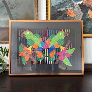 Vintage Parrot Mola Vintage Kuna Indian Mola Textile Art Vintage Panama Folk Art Mola Vintage Hand-Stitched Embroidered Textile Wall Art