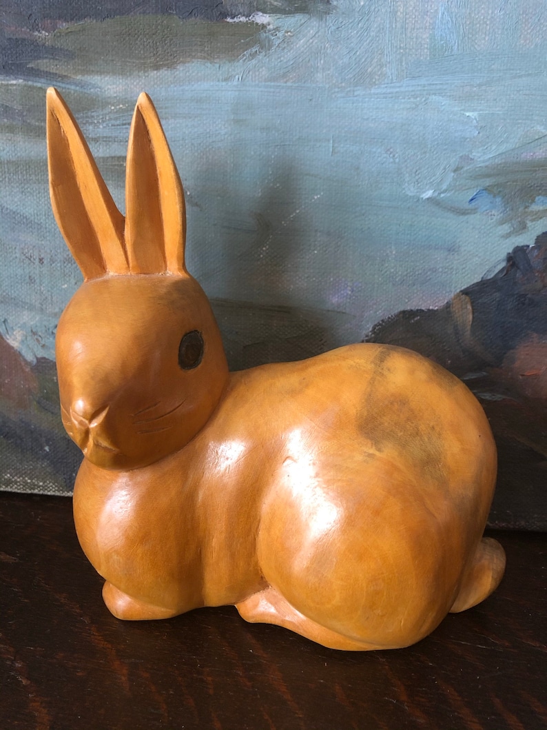 Vintage Hand Carved Wood Rabbit Vintage Wooden Rabbit Figurine | Etsy