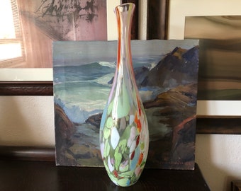 Vintage Large Hand Blown Art Glass Vase Vintage Mid Century Murano Art Glass Vase Vintage Hand Blown Glass Vase Vintage Italian Art Glass