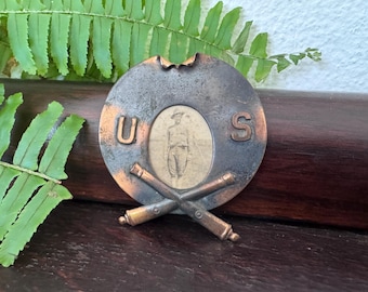 Antique WWI Handmade Copper Sweetheart Pin Frame with Photos
