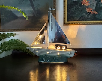 Mid-Century Sailboat with Chrome Sails Lamp Rewired