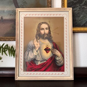 Vintage &quot;Sacred Heart of Jesus&quot; Lithograph Vintage Jesus Lithograph Vintage Religious Lithograph Vintage Jesus Christ Vintage Religious Art