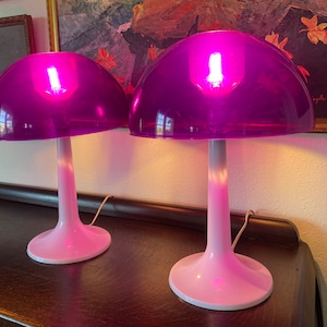 2 60s Mod Mushroom Table Lamps Vintage Gilbert Softlite Mushroom Lamps Vintage Atomic Lamp Vintage Space Age Lamp Mid Century Modern Lamp