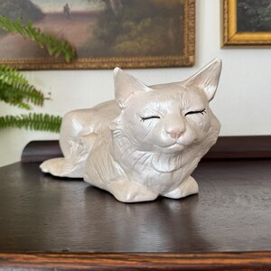 Vintage Freeman & McFarlin Potteries Life-Size Sleeping Cat Sculpture