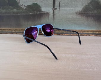 Vintage Revue 6044 Blue 1980 Aviator Crime Boss Italian Sunglasses