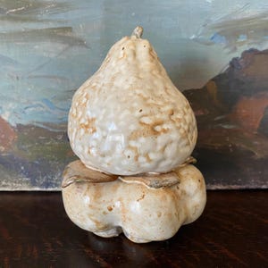 Vintage &quot;Pear on Tomato&quot; Brutalist Pottery Sculpture Vintage Brutalist Sculpture Vintage Pear on Tomato Sculpture Vintage Pear Sculpture