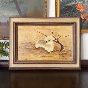 Retrato de perro vintage Retrato de mascota terrier blanco vintage Retrato de perro enmarcado vintage Retrato de perro enmarcado vintage