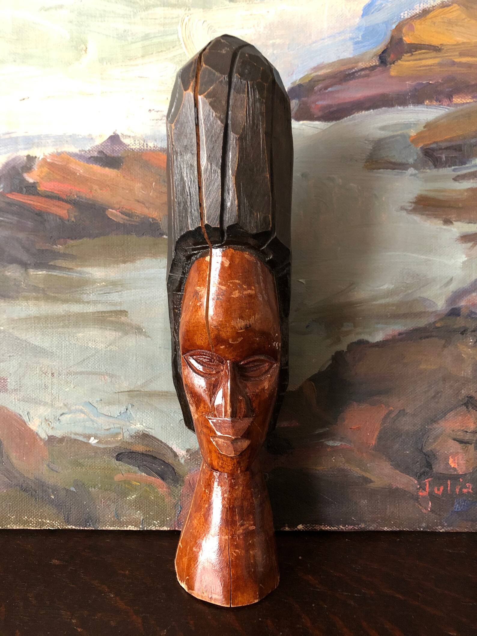 Vintage Jamaican Wood Carving Tiki Head Vintage Folk Art Hand Etsy
