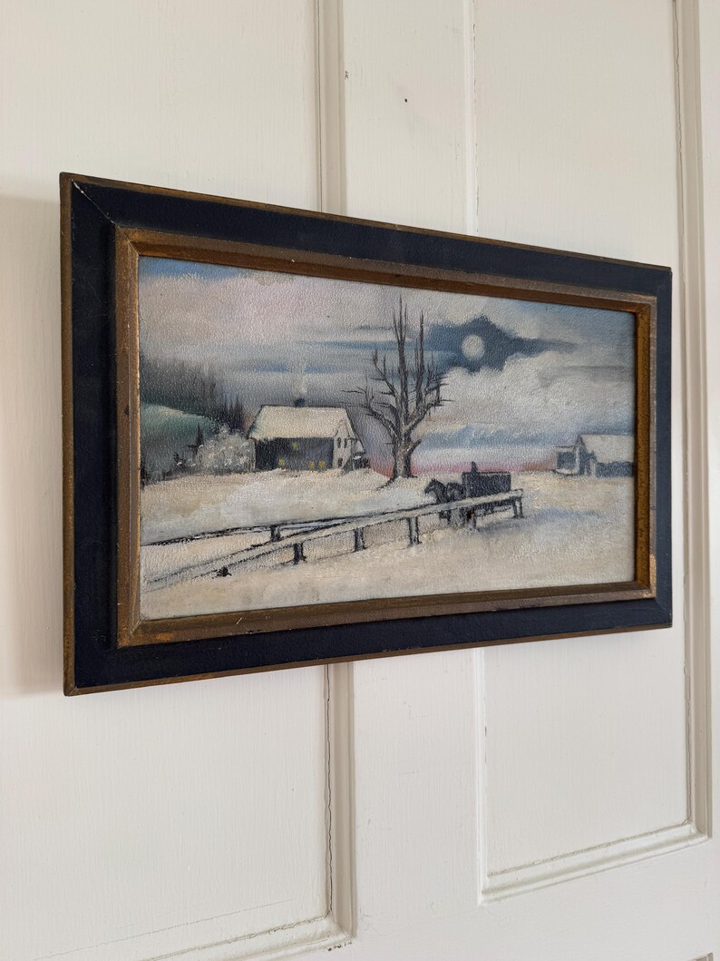 Antique Americana Folk Art Painting Antique Primitive Landscape ...