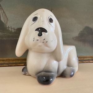 FINAL SALE - Vintage Sad Cartoon Puppy Planter Mid Century Puppy Planter Vintage Dog Planter Vintage Planter Vintage Makeup Holder