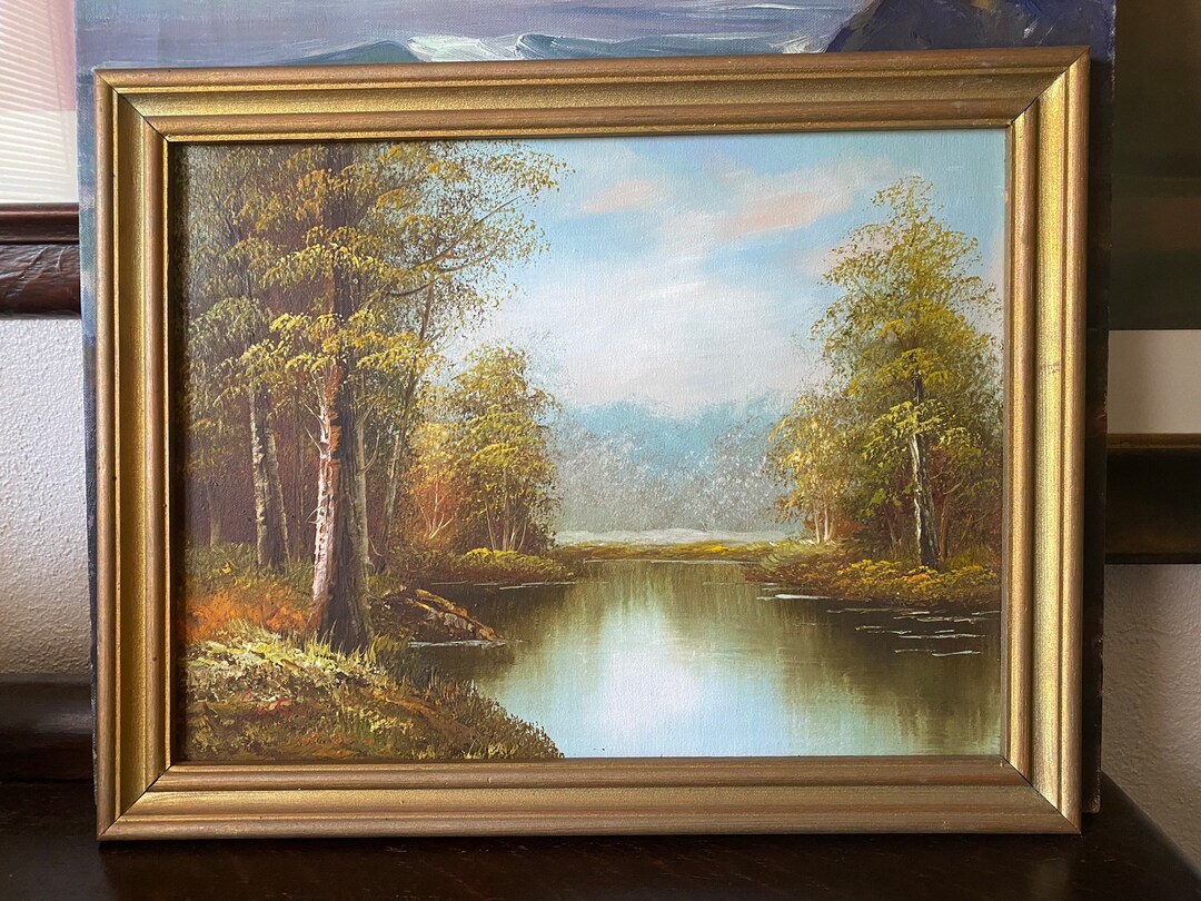 Vintage Framed Forest Wall Art Vintage Fall Landscape Art Etsy