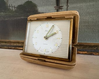 Mid-century Working Artco West German Folding Travel Alarm Clock