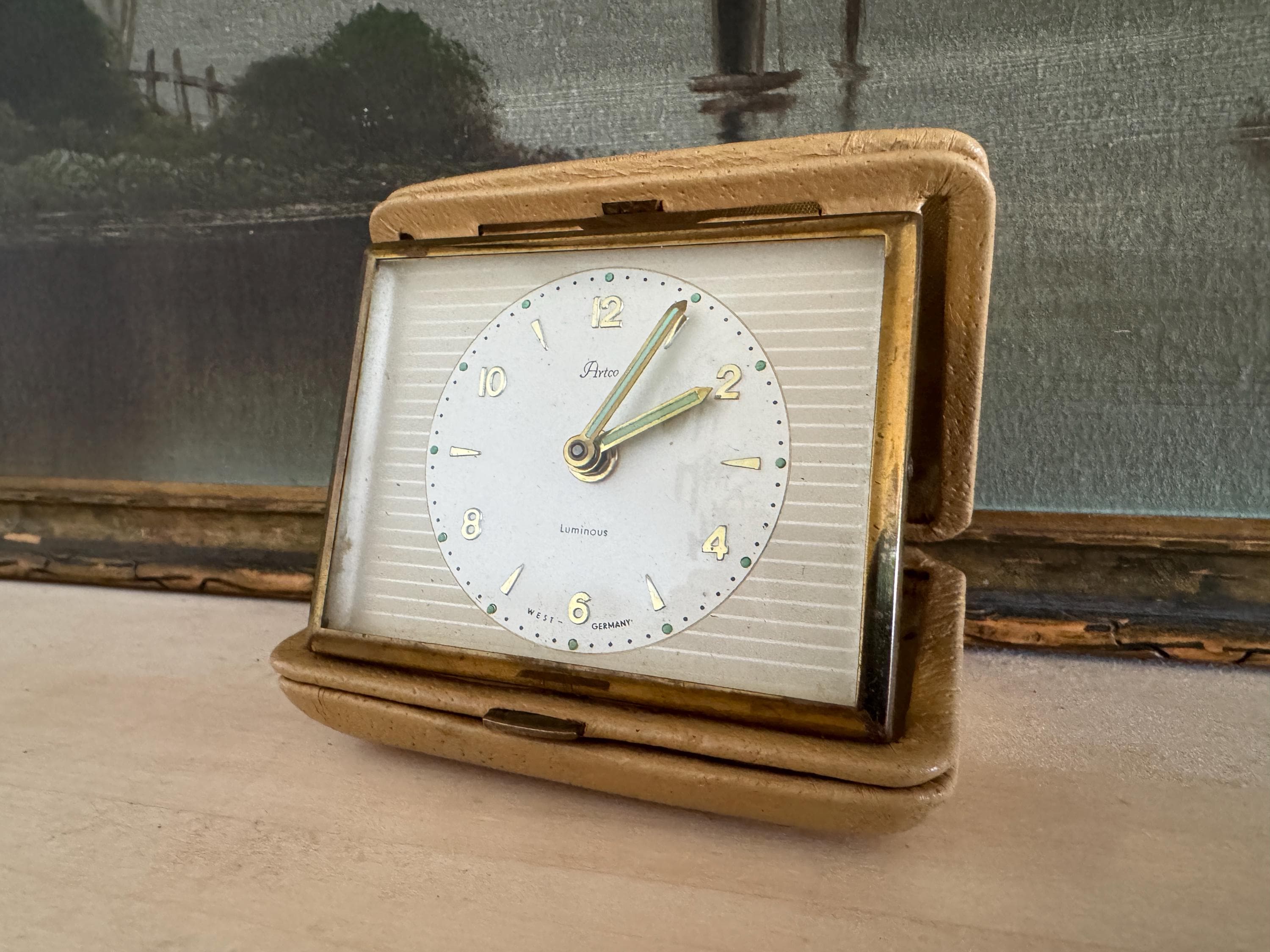Mid-century Working Artco West German Folding Travel Alarm Clock