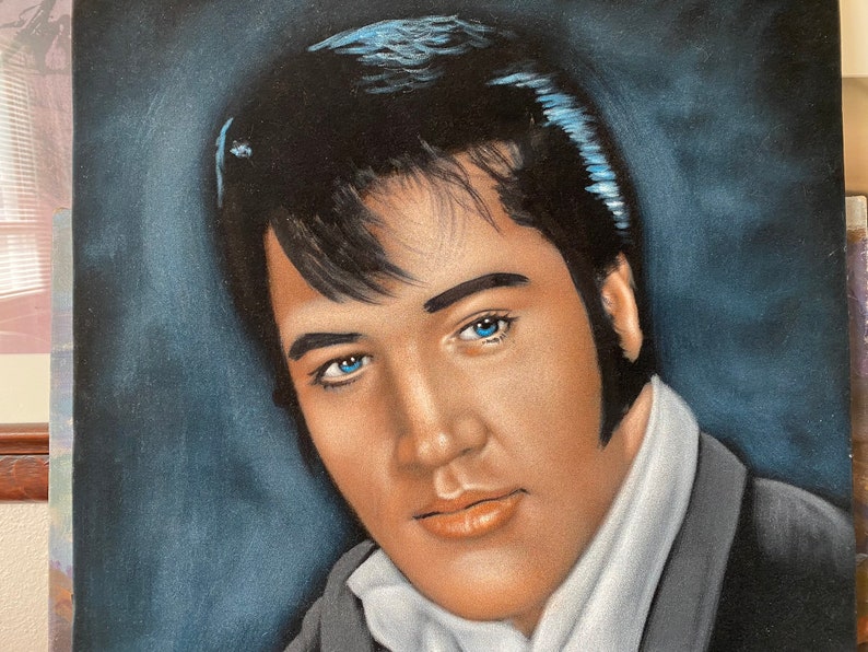 Vintage Large Elvis Portrait Velvet Painting Vintage Elvis Painting Vintage Elvis Presley Vintage Elvis Memorabilia Vintage Elvis Gifts image 2