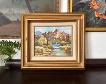 Mid-20th Century Thomas Mountain Landscape Oil Painting Framed