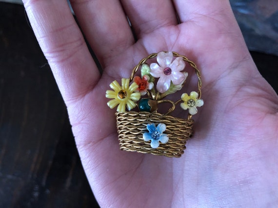 Vintage Austrian Flower Basket Brooch Vintage Aus… - image 8