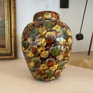 Vintage MCM Ginger Jar with Lid Vintage Studio Art Pottery Ginger Jar Vintage Urn Vintage Ginger Jar Vintage 1970s Lidded Ginger Jar