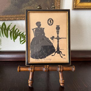 Antique &quot;Mother and Her Knitting&quot; Silhouette by Maytie Glenn York Antique Silhouette Portrait Antique Silhouette Antique Mother Glenn