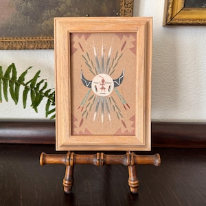 Vintage &quot;Chiricahua Sun&quot; Sand Painting Vintage Apache Sand Art Vintage 1970s Apache Sand Painting Vintage Chiricahua Apache Sand Painting