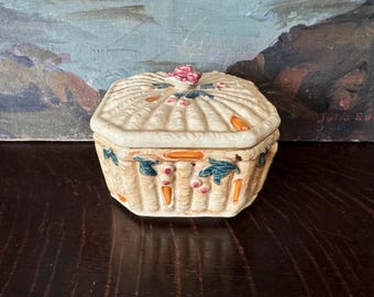 Antique Majolica Lidded Box Antique Chinoiserie Bamboo Box