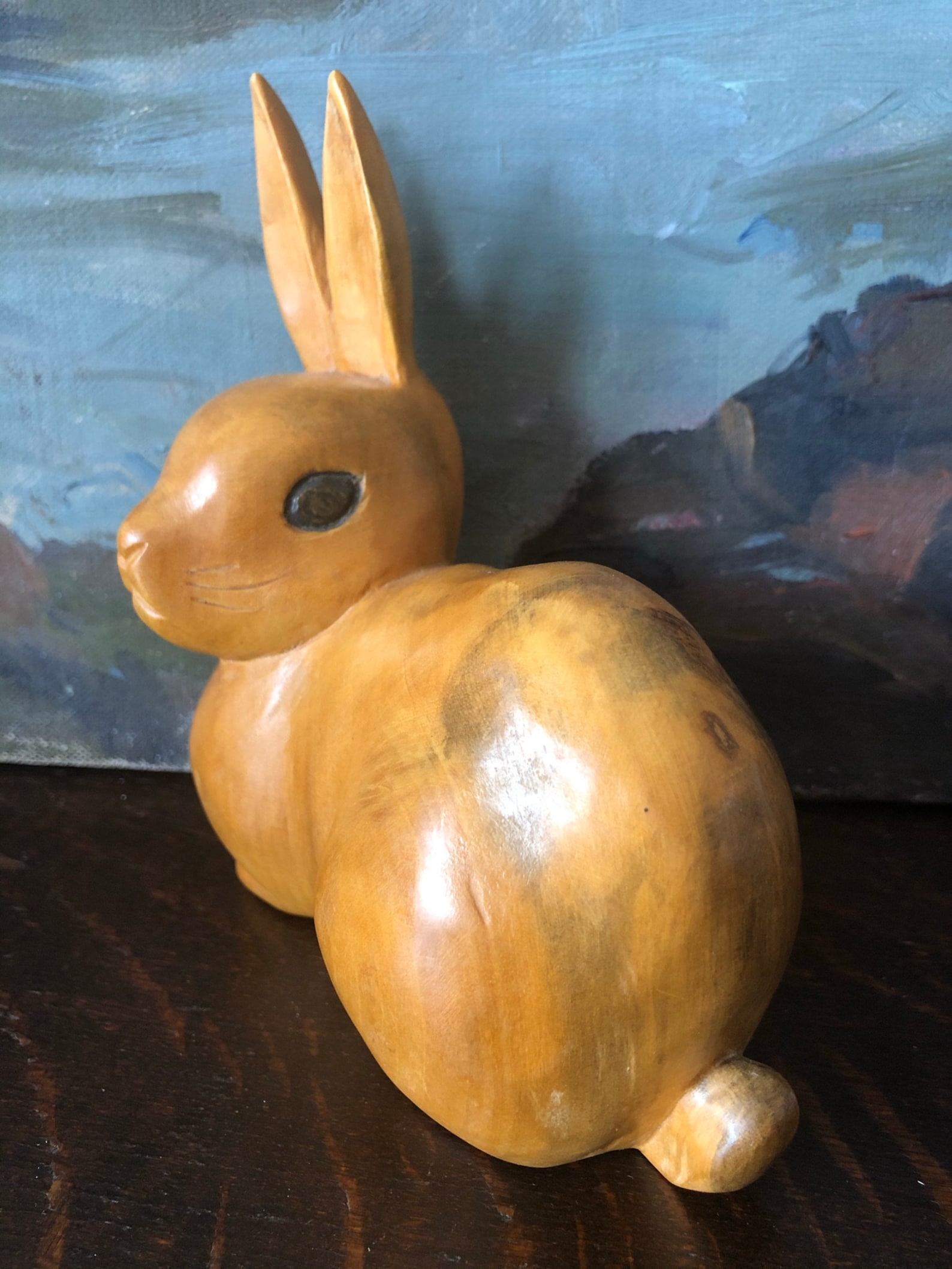 Vintage Hand Carved Wood Rabbit Vintage Wooden Rabbit Figurine - Etsy