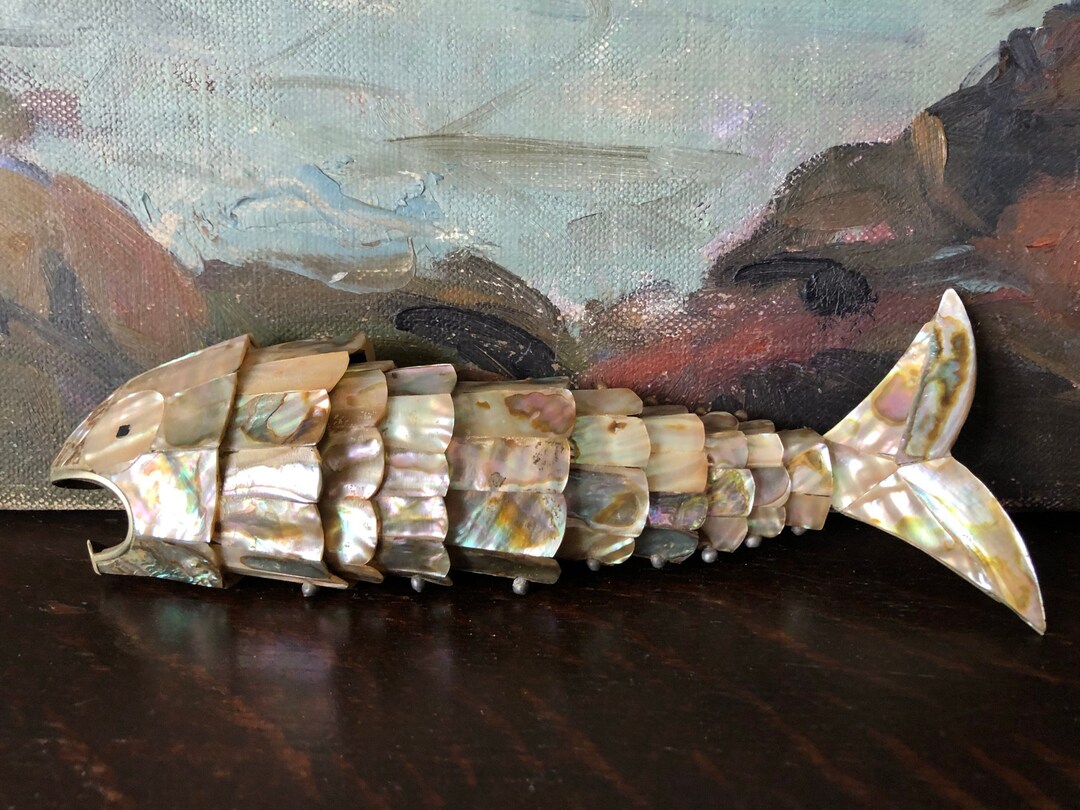 Vintage Articulated Abalone Shell Fish Bottle Opener Vintage Abalone