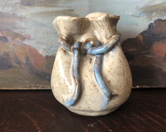 Vintage Tied Bag Ceramic Vase Vintage Organic Studio Pottery Vase Vintage Studio Pottery Vase Vintage Hand Painted Vase Vintage Art Pottery