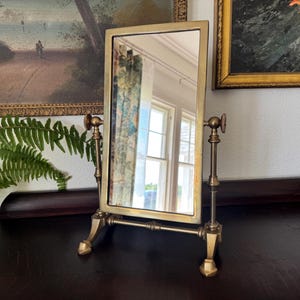 Vintage Brass Tabletop Shaving Vanity Mirror Vintage Brass Vanity Tabletop Mirror Vintage Dresser Top Mirror Vintage Tilting Tabletop Mirror