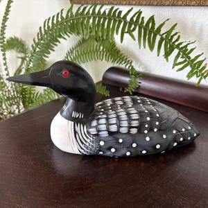 Vintage Wooden Loon Sculpture Vintage Hand-Carved Hand-Painted Wooden Loon Sculpture Vintage Wood Bird Sculpture Vintage Loon Decoy