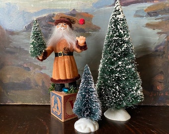 Vintage Belsnickle Santa with Bottle Brush Trees Vintage Belsnickel Vintage German Christmas Vintage Belsnickle Santa Figure with Xmas Trees