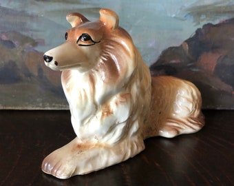 Vintage Collie Dog Figurine Vintage Porcelain Lassie Vintage Rough Collie Sculpture Vintage Lassie Vintage Porcelain Dog Figure Vintage Dog