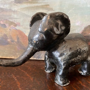 Vintage Mid Century Brutalist Elephant Sculpture Vintage Black Elephant Sculpture Vintage Organic Pottery Elephant Vintage Brutalist Pottery